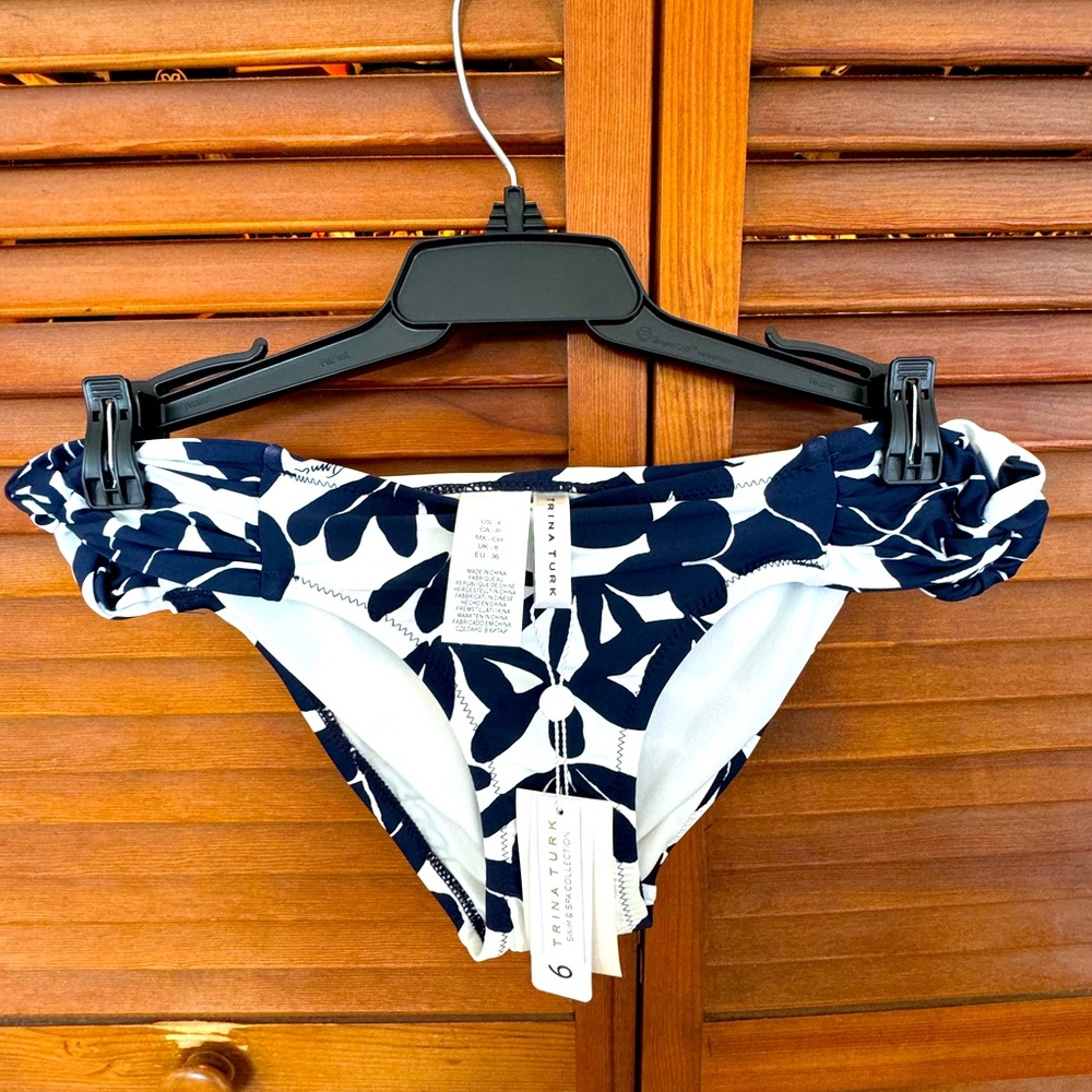 Trina Turk White and Blue Bali Blossoms Bikini Bottoms